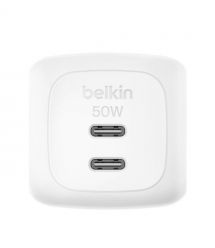 Belkin Зарядний пристрій мережевий Belkin 50Вт 2хUSB-С GAN PD PPS, білий