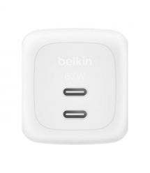 Belkin Зарядний пристрій мережевий Belkin 67Вт 2хUSB-С GAN PD PPS, білий