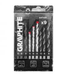 Graphite Набір свердл GRAPHITE по металу, цеглі: 5-6, 8, 9шт