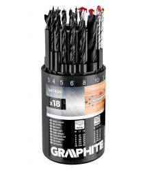 Graphite Набір свердел GRAPHITE по металу, дереву, цеглі: 3-6, 8, 10 мм, 18шт