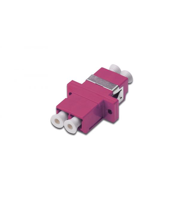 Digitus DIGITUS FO Coupler, Duplex, LC to LC, MM OM4, Violet ceramic sleeve, polymer housing, incl. screws