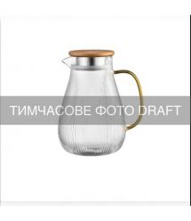 ARDESTO Глечик з кришкою Ardesto 1480мл, боросилікатне скло, нержавіюча сталь, бамбук, прозорий