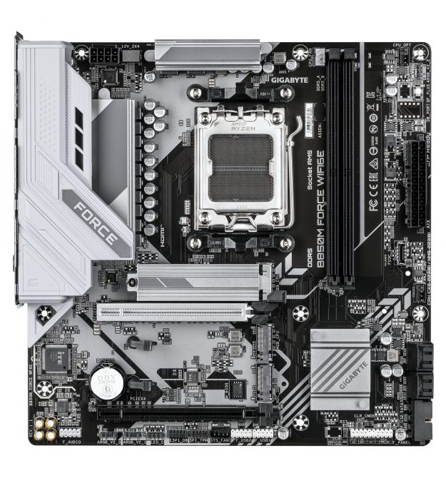 Gigabyte Материнская плата B850M FORCE WF6E sAM5 B850 2xDDR5 M.2 Wi-Fi BT HDMI DP mATX