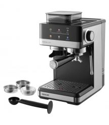 Sencor Кавоварка Sencor ріжкова 1.8л, зерно+мелена, вдубована кавомолка, дисплей, нерж. сталь-чорний