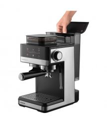 Sencor Кавоварка Sencor ріжкова 1.8л, зерно+мелена, вдубована кавомолка, дисплей, нерж. сталь-чорний