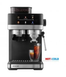 Sencor Кавоварка Sencor ріжкова 1.8л, зерно+мелена, вдубована кавомолка, дисплей, нерж. сталь-чорний