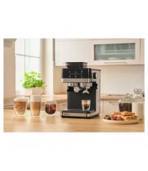 Sencor Кавоварка Sencor ріжкова 1.8л, зерно+мелена, вдубована кавомолка, дисплей, нерж. сталь-чорний