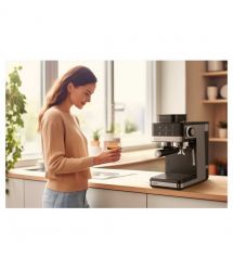 Sencor Кавоварка Sencor ріжкова 1.8л, зерно+мелена, вдубована кавомолка, дисплей, нерж. сталь-чорний