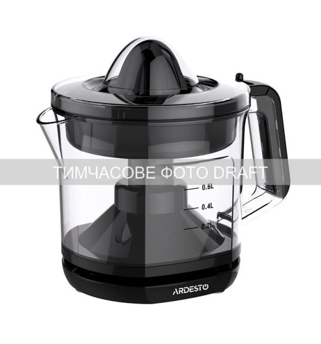 ARDESTO Соковитискач Ardesto цитрус-прес 40Вт, чаша-1л, пластик, чорний