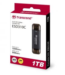 Transcend Портативный SSD Transcend 1TB USB 3.1 Gen 2 Type-A + Type-C ESD310 Черный