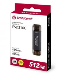 Transcend Портативный SSD Transcend 512GB USB 3.1 Gen 2 Type-A + Type-C ESD310 Черный