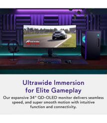 Dell Монитор 34" AW3425DW 2xHDMI, DP, USB, QD-OLED, 3440x1440, 21:9, 240Hz, 0.03ms, DCI-P3 99.3%, CURVED, G-SYNC, FreeSyn