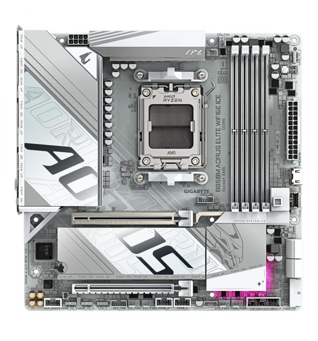 Gigabyte Материнская плата B850M AORUS ELITE WF6E ICE sAM5 B850 4xDDR5 M.2 Wi-Fi BT mATX