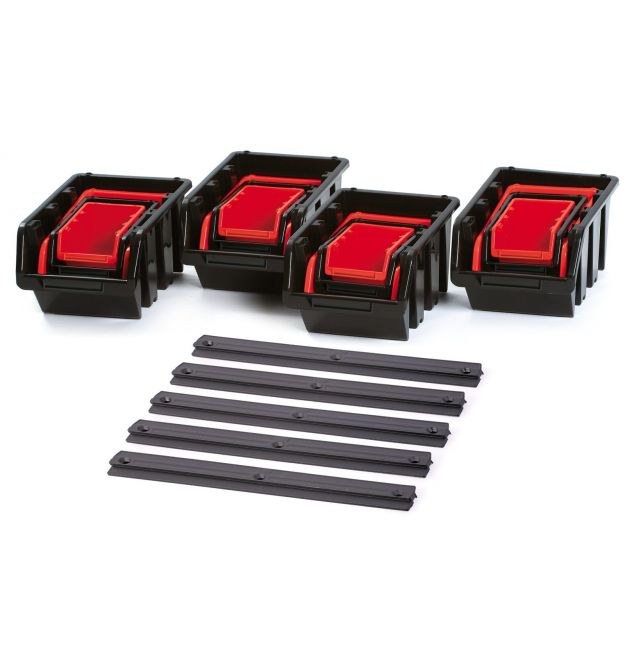 Kistenberg Панель подвесная с набором контейнеров для хранения KST16, 5 панелей 38.6*0.8*4.3см, 16 контейнеров, пластик