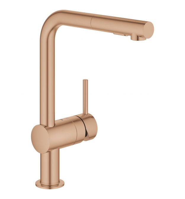 Grohe Смеситель для кухни Minta, дл.излива - 223мм, поворотный/вытяжной, 1рычаг, матовый теплый закат