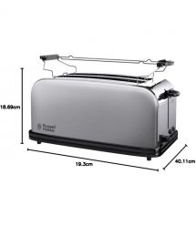Russell Hobbs Тостер Oxford 1600Вт, длинные слоты на 4 тоста, металл, серебристый
