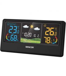 Sencor Метеостанция, внутр/наруж измерение, темп-ра, влажность, время, прогноз погоды, чёрный