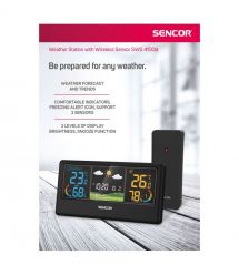 Sencor Метеостанция, внутр/наруж измерение, темп-ра, влажность, время, прогноз погоды, чёрный