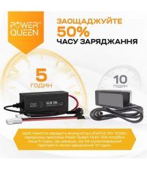 Зарядний пристрій для акумуляторних батарей LiFePO4 14.6V-20A Power Queen P12V20A-BCHA-X