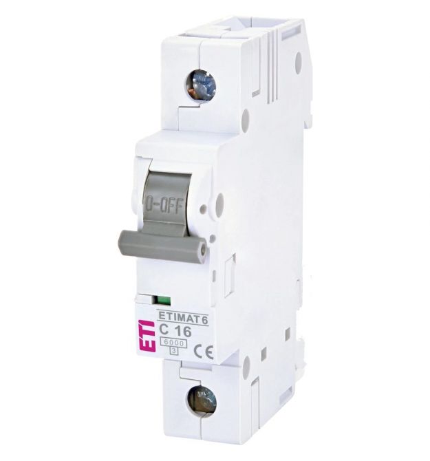 Автоматический выключатель ЕТІ ETIMAT 6 1Р 16А 6kA C