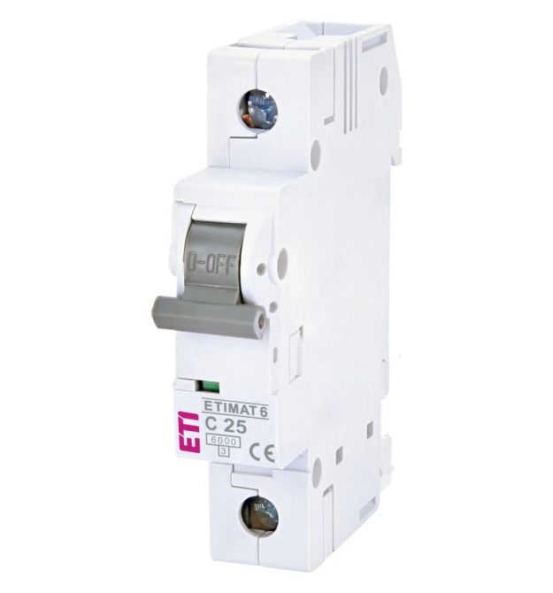 Автоматический выключатель ЕТІ ETIMAT 6 1Р 25А 6kA C