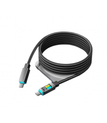 Кабель Type-C to Type-C (male to male), струм 5А, Підтримка SCP, QC3.0, PD до 240Вт, довжина 1.5м, оплетка, LED, Black, Box