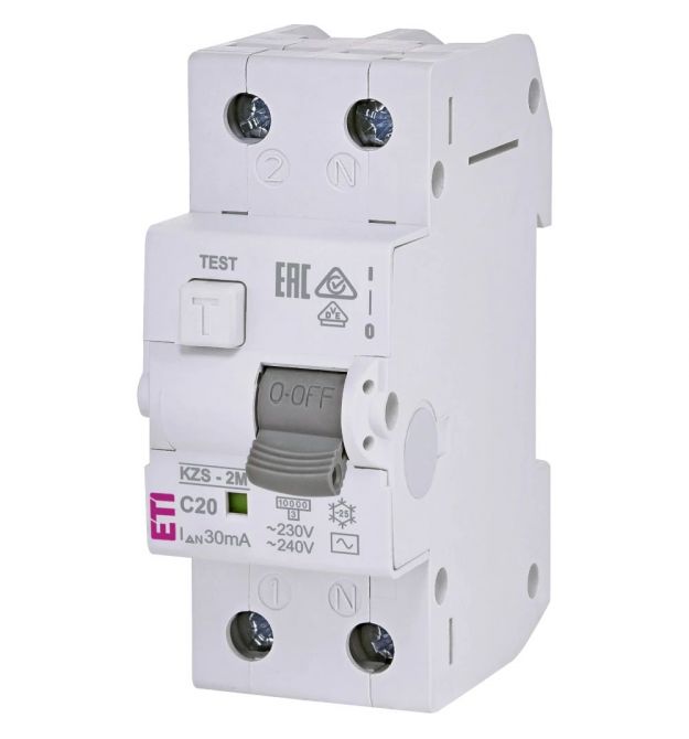 Дифавтомат ЕТІ KZS-2M C 20/0.03 10kA