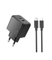 СЗУ HOCO CS16A, 1xUSB-C+1xLighting, PD20W, Black, Box