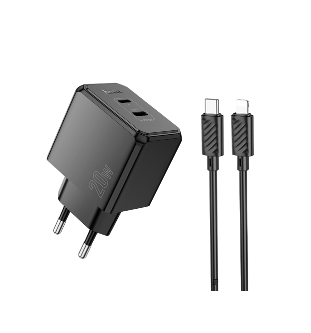 СЗУ HOCO CS16A, 1xUSB-C+1xLighting, PD20W, Black, Box