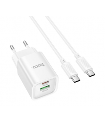Набір BOROFONE C149A СЗУ+ кабель Type-C - Type-C, 1xUSB-C+1xUSB, PD30W+QC3.0, кабель 1м, White, Box