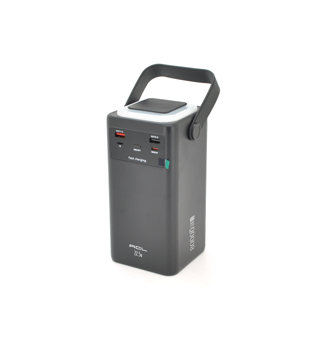 Powerbank ACL PW-152 80000mAh, 22.5W, 2xUSB, 4 кабелі (USB - Micro - Type-C - Lighting), Ліхтар, 1.4кг, Black, Box