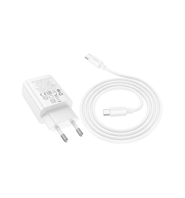 Набір СЗУ HOCO N61 + Type-C - Type-C кабель, 1xUSB+1xUSB-C, PD20W+QC3.0, кабель 1м, White, Box