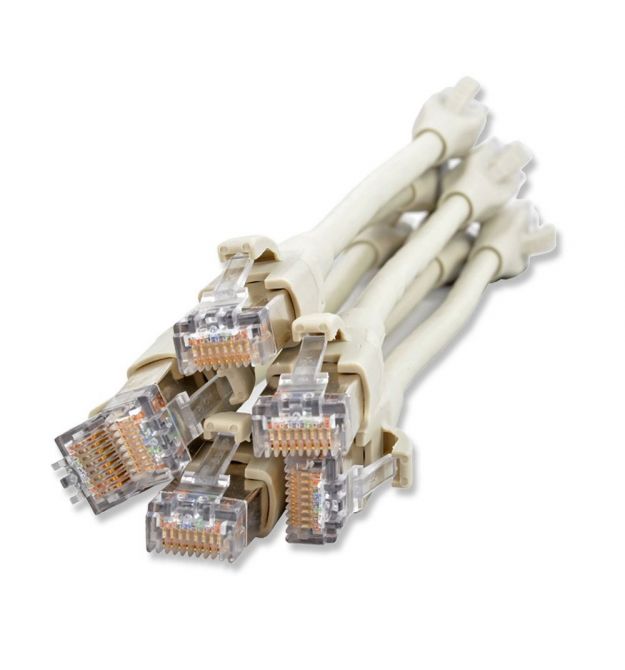 Патч-корд Extra Short кат. 6A, 26AWG, RJ45, сірий, 0.2 м, S-FTP, LSZH, Corning