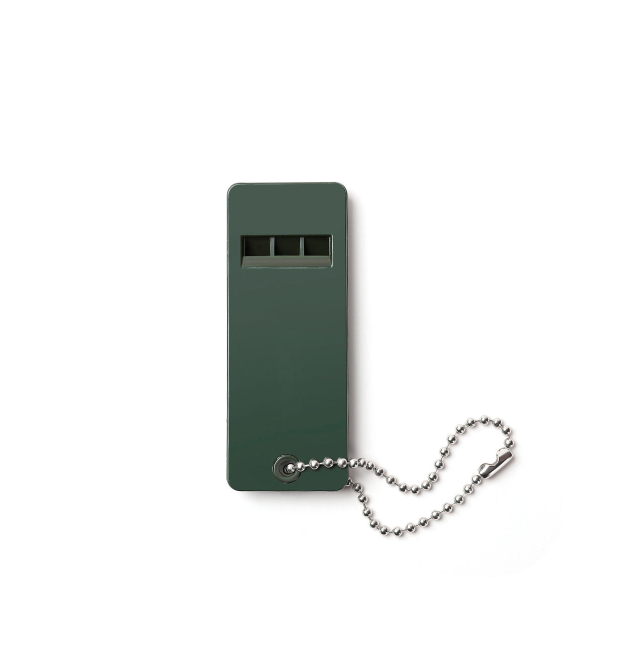 Свисток аварійний тричастотний з ланцюжком WS-3, 70х27х7 мм, Dark Green