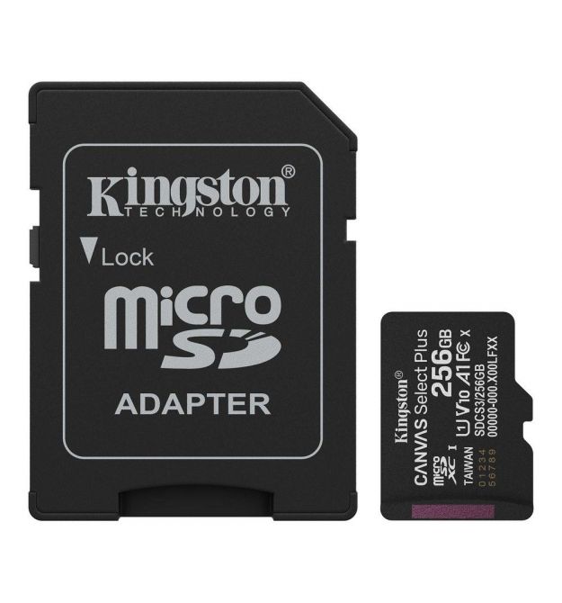 Карта пам'яті microSDXC Kingston 256Gb Canvas Select Plus Gen3 class 10 А1 UHS-I + SD-адаптер (SDCS3/256GB)