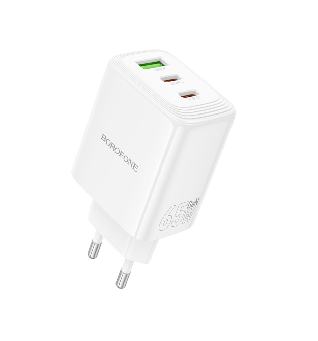 СЗУ BOROFONE BN32, 2xUSB-C+1xUSB, PD65W+QC3.0, White, Box