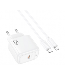 Набір СЗУ HOCO CS53A+ кабель Туре-С - Lighting, 1xUSB-C, PD25W, White, Box