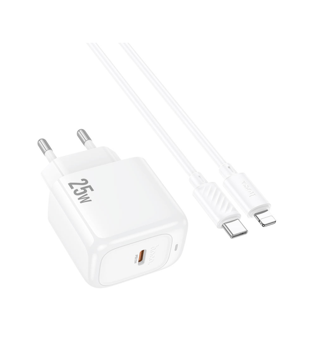 Набір СЗУ HOCO CS53A+ кабель Туре-С - Lighting, 1xUSB-C, PD25W, White, Box