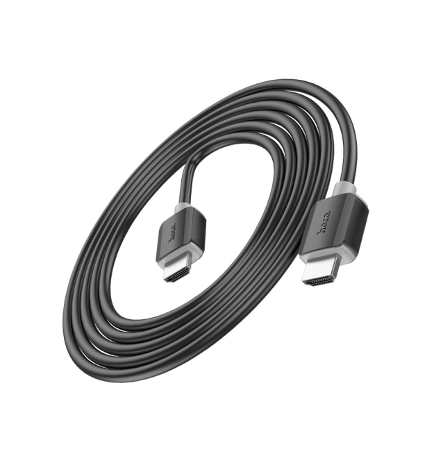 Кабель HOCO HDMI-HDMI 4Kx2K Ultra HD, 2m, v2,0, круглий Black, конектор Black, Blister