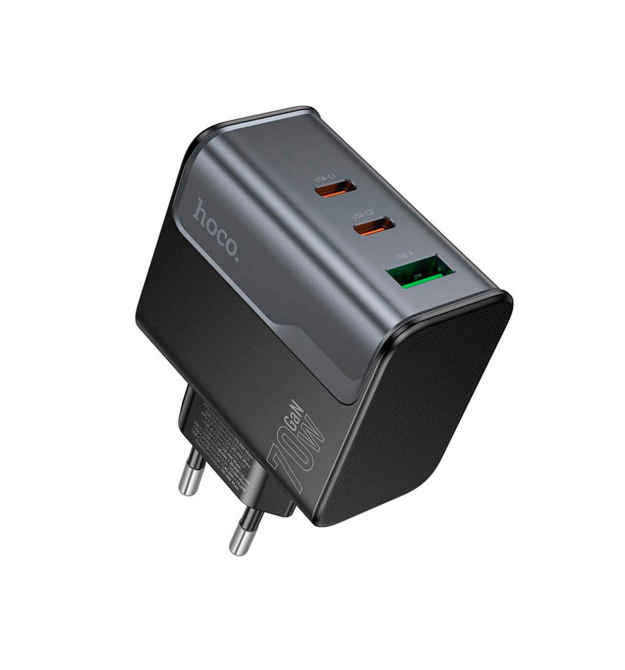 СЗУ 110-240V HOCO CS75A 2USB-C+1xUSB, PD70W+QC 3.0, White, Blister