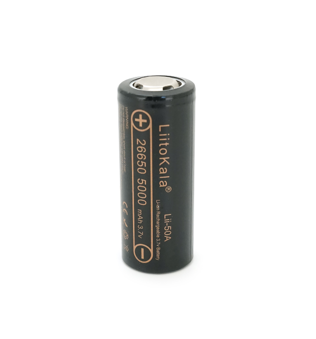 Акумулятор 26650 Li-Ion LiitoKala Lii-50A-JT, 5000mAh (5100-5200mAh), 15A, 3.7V (2.75-4.2V), Black, 2 шт в упаковці, ціна за 1 ш