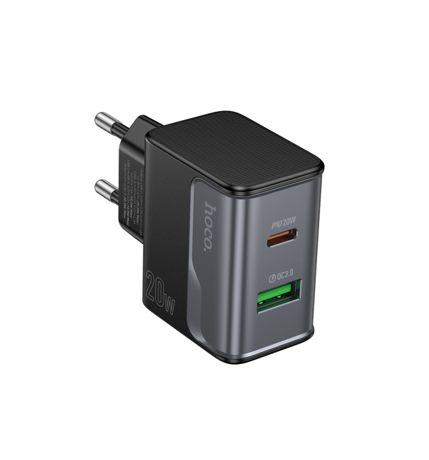 СЗУ 110-240V HOCO CS71A, 1xUSB, 1xUSB-C, PD20W, White, Blister