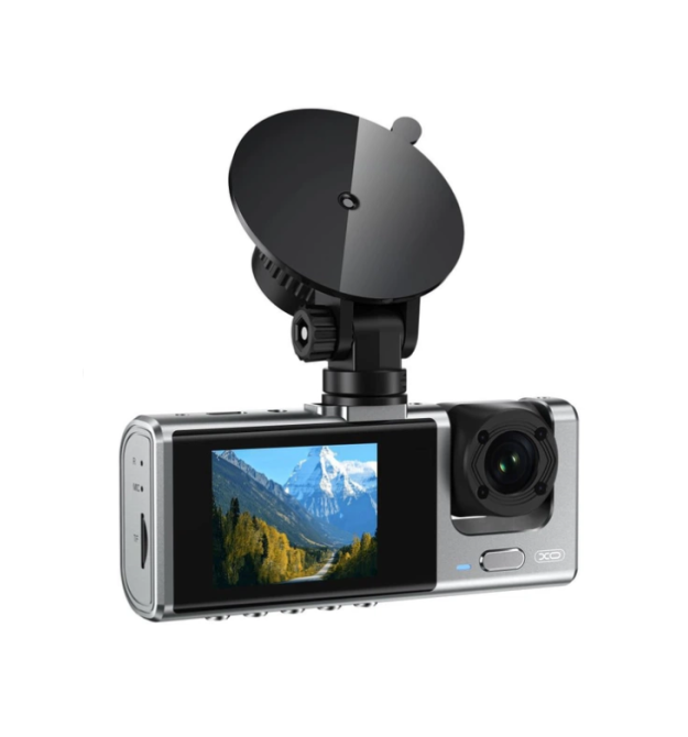 Автомобільний відеореєстратор XO XJ03 камера підвійна 1080 HD Video, DC 5V - 1.5A, 200 мАг, Чорний, 105х38х45 мм, 70 г