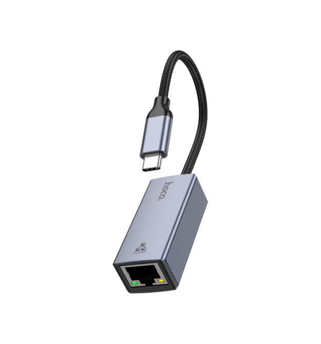 Контролер HOCO UA37 USB 3.0 to Ethernet - Мережевий адаптер 10 - 100 - 1000Mbps з дротом, Black, Blister Q100