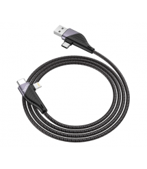 Кабель HOCO U95 4 in 1 USB + Type-C - Iphone + Type-C, 2A, довжина 1.2м, Black, Box