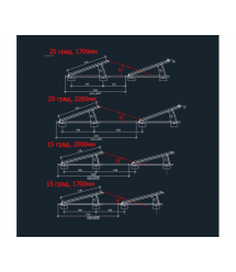 Баластна система кріплень (розмір панелі 2382&amptimes1134&amptimes30мм) кут 20 вітрозахист
