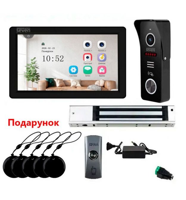 Комплект контроля доступа с магнитным замком 280 кг и домофоном SEVEN KD-7830