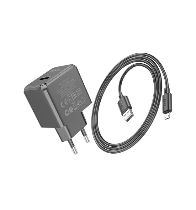Набір СЗУ HOCO CS11A + кабель Micro, 1xUSB, 2.1A, кабель 1м, Black, Blister