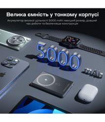 Повербанк 5000mAh Choetech B738 Black QC3.0 PD3.0 бездротова магнітна зарядка