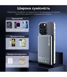 Повербанк 5000mAh Choetech B738 Black QC3.0 PD3.0 бездротова магнітна зарядка